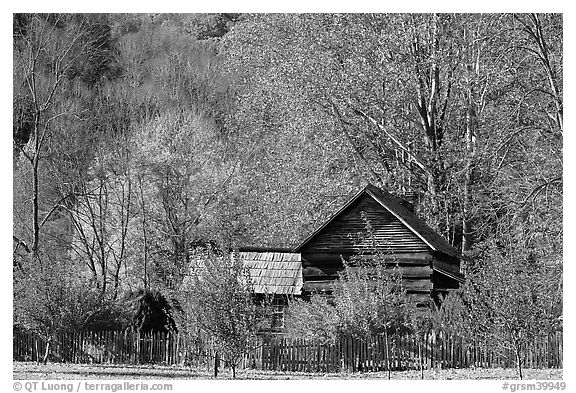 Historic log building, Mountain Farm Museum, North Carolina. Great Smoky Mountains National Park, USA.