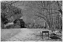 Davis House, Mountain Farm Museum, North Carolina. Great Smoky Mountains National Park, USA. (black and white)