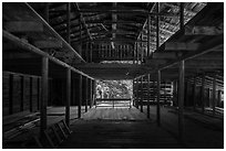 Inside Palmer Barn, Little Cataloochee, North Carolina. Great Smoky Mountains National Park ( black and white)