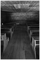 Classroom desks, Little Greenbrier School, Tennessee. Great Smoky Mountains National Park ( black and white)