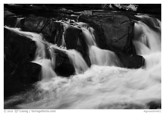 Waterfall, The Sinks, Tennessee. Great Smoky Mountains National Park (black and white)