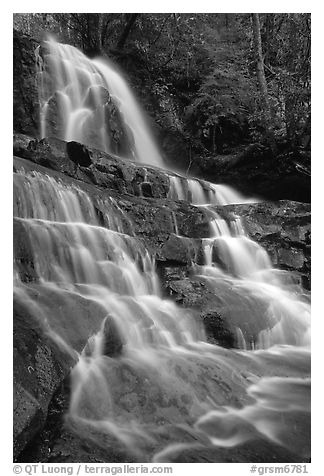 Laurel Falls, Tennessee. Great Smoky Mountains National Park (black and white)