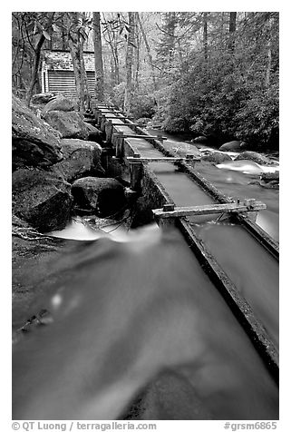 Flume to Reagan's Mill from Roaring Fork River, Tennessee. Great Smoky Mountains National Park, USA.