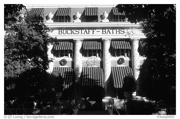 Buckstaff active bathhouse. Hot Springs National Park (black and white)