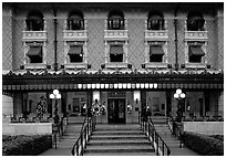 Fordyce bathhouse facade. Hot Springs National Park, Arkansas, USA. (black and white)