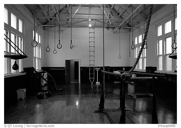 Fordyce Bathhouse Gymnansium. Hot Springs National Park (black and white)