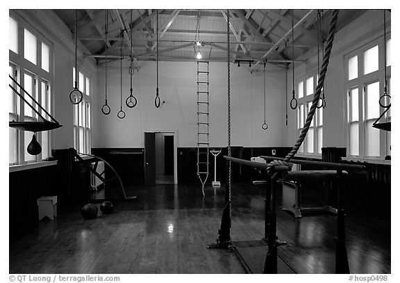 Gymansium Fordyce bathhouse. Hot Springs National Park (black and white)