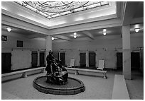 Mens bath hall, Fordyce bathhouse. Hot Springs National Park, Arkansas, USA. (black and white)