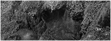 Cascade over tufa spring. Hot Springs National Park (Panoramic black and white)