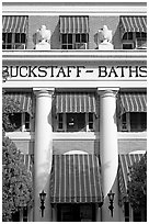 Blue shades, Buckstaff Baths. Hot Springs National Park, Arkansas, USA. (black and white)