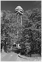 Hot Springs Mountain Tower in the fall. Hot Springs National Park, Arkansas, USA. (black and white)