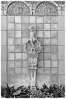 Cherub fountain adorning lobby, Fordyce Baths. Hot Springs National Park, Arkansas, USA. (black and white)