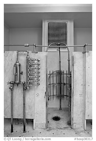 Bathing equipment, mens bath hall,  Fordyce Bathhouse. Hot Springs National Park (black and white)