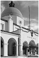 Quapaw Bathhouse. Hot Springs National Park, Arkansas, USA. (black and white)