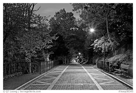 Grand Promenade at dusk. Hot Springs National Park, Arkansas, USA.