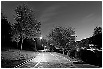 Grand Promenade at night. Hot Springs National Park, Arkansas, USA. (black and white)