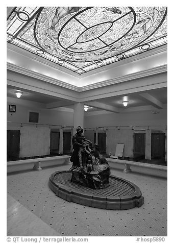 Court with stained glass roof in Fordyce bathhouse. Hot Springs National Park, Arkansas, USA.