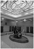 Court with stained glass roof in Fordyce bathhouse. Hot Springs National Park ( black and white)