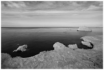 Lakeshore in winter, Dumbar Beach. Indiana Dunes National Park ( black and white)