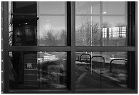 Window reflexion, Visitor Center. Indiana Dunes National Park ( black and white)