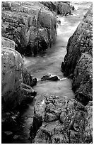 Rock gorge near Scoville point. Isle Royale National Park, Michigan, USA. (black and white)