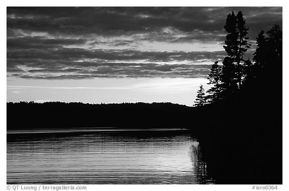 Lake Chippewa at sunset. Isle Royale National Park (black and white)