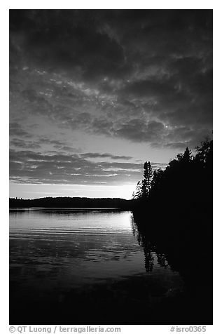 Lake Chippewa at sunset. Isle Royale National Park (black and white)