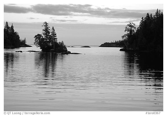 Dusk on Chippewa harbor. Isle Royale National Park (black and white)