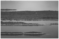 Aerial View of Raspberry Island, Bat Island, and Scoville Point. Isle Royale National Park ( black and white)