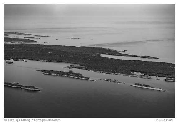 Aerial View of islands and Isle Royale. Isle Royale National Park (black and white)