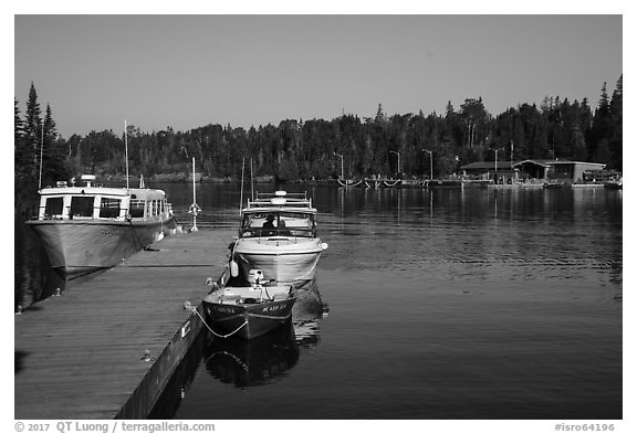 Snug Harbor marina. Isle Royale National Park (black and white)