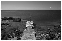 Abandoned dock and clear Lake Superior waters, Passage Island. Isle Royale National Park ( black and white)