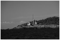 Passage Island and Lighthouse. Isle Royale National Park ( black and white)