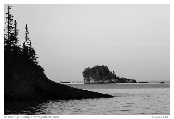 Outer islands and rocks from Tookers Island. Isle Royale National Park (black and white)