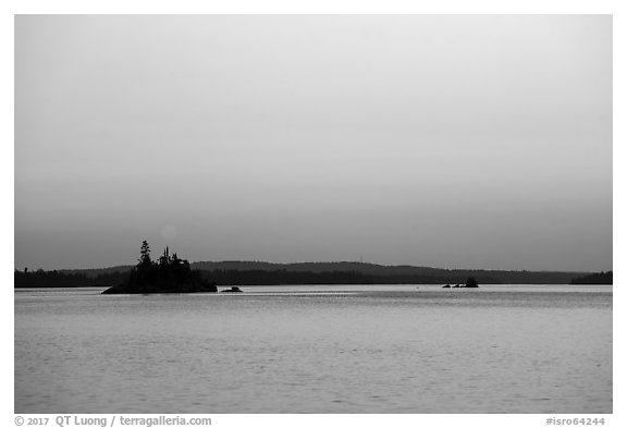 Islets, Rock Harbor, sunset. Isle Royale National Park (black and white)