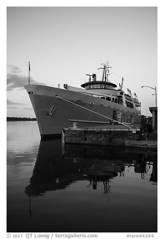 Ranger 3 national park service ferry at dawn. Isle Royale National Park (black and white)