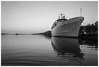 Ranger III national park service ferry and Rock Harbor. Isle Royale National Park ( black and white)