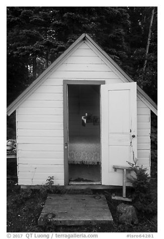 Honeymoon cabin, Edisen Fishery. Isle Royale National Park (black and white)