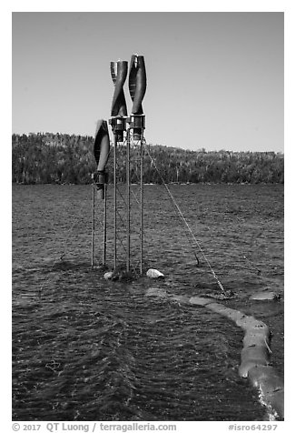 Wind turbine, Bangsund Cabin site. Isle Royale National Park (black and white)