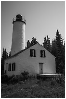 Close view of Rock Harbor Lighthouse. Isle Royale National Park ( black and white)