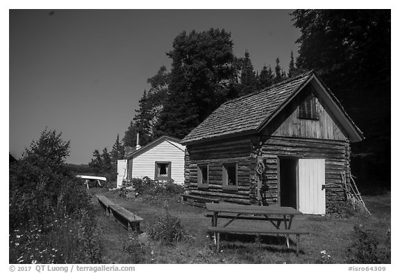 Net House and Edisen Cabin, Edisen Fishery. Isle Royale National Park (black and white)
