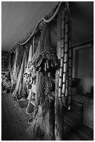 Inside Net House, Pete Edisen Fishery. Isle Royale National Park ( black and white)