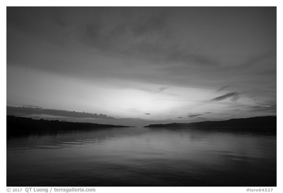 Rock Harbor and Moskey Basin, sunrise. Isle Royale National Park (black and white)