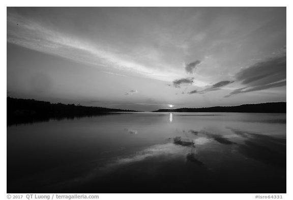 Sun rising over Moskey Basin,. Isle Royale National Park (black and white)