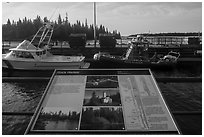 Rock Harbor interpretive sign. Isle Royale National Park ( black and white)