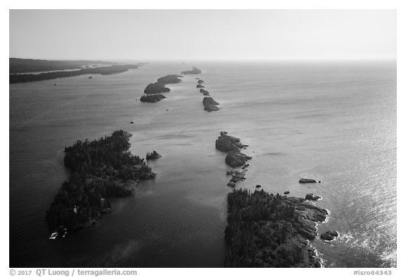 Aerial view of outer islands. Isle Royale National Park (black and white)