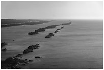 Aerial view of outer island archipelago. Isle Royale National Park ( black and white)