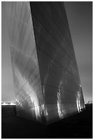 South pillar of Gateway Arch at night. Gateway Arch National Park ( black and white)