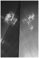 Symmetric view of Arch pillar base with sky. Gateway Arch National Park ( black and white)