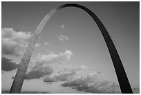 Gateway Arch and clouds at sunset. Gateway Arch National Park ( black and white)